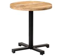 Bistro Table Round Ø70x75 cm Rough Mango Wood Natural Top Black Iron Base Solid