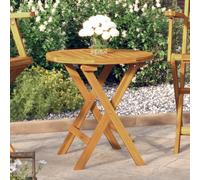 Bistro Table Solid Acacia Wood Brown Ø46x47 cm Foldable Round Garden Patio Side