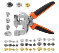 BISUOSHI Heavy Duty Snap Fastener Tool Kit, Snap Button Kit with 90 Sets Leather Buttons, 3 Colors 12.5/15/17mm Metal Brass Snaps for Fabric, Leather, Boat Cover, Canvas, DIY Sewing