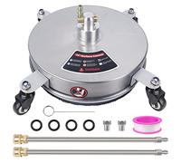 Biswing 14" Pressure Washer Surface Cleaner with 4 Wheels, Stainless Steel Power Washer Accessory for Driveways Sidewalks Patios Cleaning, 1/4" Quick Connector, 2 Extension Wand Attachments, 4000 PSI