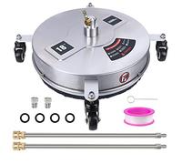 Biswing 18" Pressure Washer Surface Cleaner with 4 Wheels, Stainless Steel Power Washer Accessory for Driveways Sidewalks Patios Cleaning, 1/4" Quick Connector, 2 Extension Wand Attachments, 4000 PSI