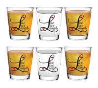 BISYATA Inspirational Shot Glass Gift Set - Live Laugh Love - christmas Gift, Valentines Day, Wedding, Anniversary, Graduation, House Warming - 2oz Set of 6 - With Gift Box