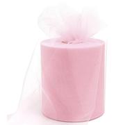 BIT.FLY Tulle Fabric - 15 cm x 91.5 m Tulle Roll, Pink, Polyester, Solid, Plain, Cut By The Yard, For DIY Crafts, Weddings, Parties, Gifts
