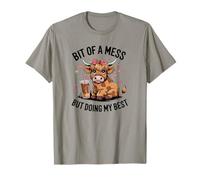 Bit of a Mess But Doing My Best Funny Highland Coquette Cow T-Shirt