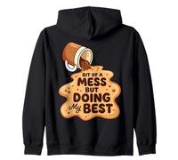 Bit of a Mess But Doing My Best Spilled Coffee Graphic Zip Hoodie
