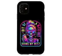 Bit Of A Mess Doing My Best Funny Messy Bun Skeleton Womens Case for iPhone 11
