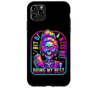 Bit Of A Mess Doing My Best Funny Messy Bun Skeleton Womens Case for iPhone 11 Pro Max