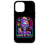 Bit Of A Mess Doing My Best Funny Messy Bun Skeleton Womens Case for iPhone 12 Pro Max