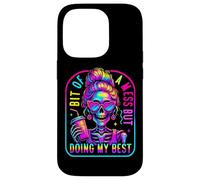 Bit Of A Mess Doing My Best Funny Messy Bun Skeleton Womens Case for iPhone 14 Pro