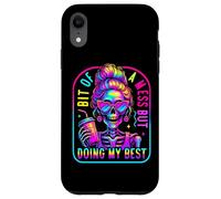 Bit Of A Mess Doing My Best Funny Messy Bun Skeleton Womens Case for iPhone XR