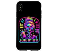 Bit Of A Mess Doing My Best Funny Messy Bun Skeleton Womens Case for iPhone XS Max