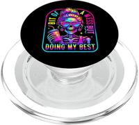 Bit Of A Mess Doing My Best Funny Messy Bun Skeleton Womens PopSockets PopGrip for MagSafe