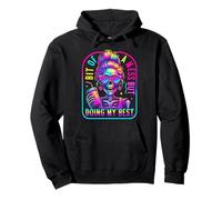 Bit Of A Mess Doing My Best Funny Messy Bun Skeleton Womens Pullover Hoodie