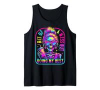 Bit of A Mess Doing My Best Funny Messy Bun Skeleton Womens Tank Top
