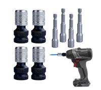 Bit Socket Adapter Set, Drill Bit Extension for Driver, 4-Piece Chuck Conversion for Electric Hammer and Wrench, Suitable for Nuts, Ratchets, Home Projects, Furniture Assembly, Automotive Work