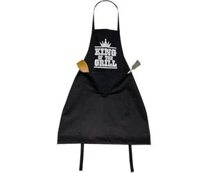 BITALY King of the Grill BBQ Apron for Men with Front Pocket - Funny Grilling & Cooking Apron Gift for Dad, Husband & BBQ Lovers - One Size 68 x 90 cm - Black & White Novelty Kitchen Apron