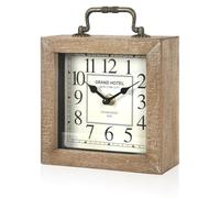 BITALYE Retro Desk Clock, Vintage Table Clock, Mantel Clock, Wooden Table Clock for Living Room, Bedroom, Shelf Decoration, Farmhouse Decor (Wood Color)