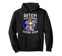Bitch-I'm Not A Princess I'm The Fucking-Queen Skull Pullover Hoodie