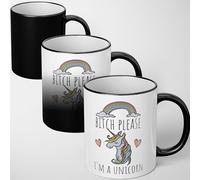 Bitch Please Im a Unicorn Personalised Heat Mug Custom Colour Funny Gift UK | Heat Reveal Effect | Glossy Finish | Everyday Drinkware | Surprise Design