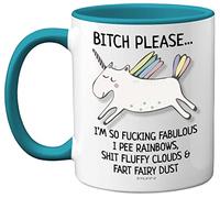 Bitch Please I'm So Fabulous Unicorn Mug, 11oz Ceramic Light Blue Handle Mugs, Funny Gifts for Women, Birthday Present, Tea Sets for Adults, Unicorn Gifts, Christmas, Your Best Friend