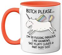 Bitch Please I'm So Fabulous Unicorn Mug, 11oz Ceramic Orange Handle Mugs, Funny Gifts for Women, Birthday Present, Tea Sets for Adults, Unicorn Gifts, Christmas, for Your Best Friend