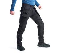 Bitco Sauer Stretch Black Men Work Trousers Water and Oil Repellent Knee Pad Pockets Reinforced with Cordura®, 32