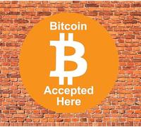 Bitcoin Accepted Here Circle Sign Self Adhesive Sticker 125mm x 125mm Round Shape