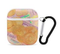 Bitcoin And U.S. Dollars Compatible with Airpod 1/2 Case PC Scratch-Resistant Drop-Proof Protective Cover with Keychain White-style