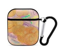 Bitcoin And U.S. Dollars Compatible with Airpod 1/2 Case PC Scratch-Resistant Drop-Proof Protective Cover with Keychain Black-style