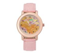 Bitcoin and U.S. Dollars Fashion Women's Wrist Watches Analogue 3 Hand Leather Strap Quartz Watch