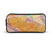 Bitcoin and U.S. Dollars Large Capacity Pencil Cases with Zippered Portable Pen Pouch Makeup Bag Office Supplies