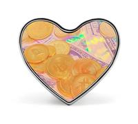 Bitcoin And U.S. Dollars Novelty Brooches & Pins Heart Personalised Metal Lapel Badge With Butterfly Clutch Clasp
