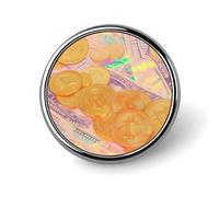 Bitcoin And U.S. Dollars Novelty Brooches & Pins Round Personalised Metal Lapel Badge With Butterfly Clutch Clasp