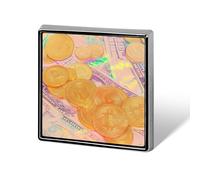Bitcoin And U.S. Dollars Novelty Brooches & Pins Square Personalised Metal Lapel Badge with Butterfly Clutch Clasp