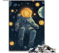 Bitcoin Astronaut 1000 Piece Jigsaw Puzzles for Adults, Stress Reliever Staycation Kill Time with Matching Poster And Trivia Sheet (50x75cm)