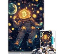 Bitcoin Astronaut 1000 Pieces Jigsaw Puzzle for Adults& Teens,Challenging Family Activity Games DIY Toy for Home Wall Decor Gifts (38x26cm)