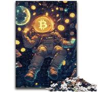 Bitcoin Astronaut Jigsaw Puzzles for Adults 1000 Jigsaws,Challenging Game And Family Play with Fully Interlocking Randomly Shaped Pieces (38x26cm)