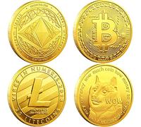 Bitcoin (BTC) Ethereum (ETH) Litecoin (LTC) Dogecoin (Doge) Commemorative Coins with Protective Case - Protective Collectible Gifts. | Blockchain Cryptocurrency | Chase Coin