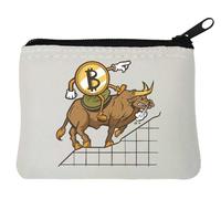 Bitcoin Bull Market Price Go Up Art Neoprene Coin Purse Pouch 10x11cm White