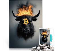 Bitcoin Bull1000 Piece Adult Puzzles Challenging To Complete But Fun And Humorous with Fully Interlocking Randomly Shaped Pieces 38x26cm