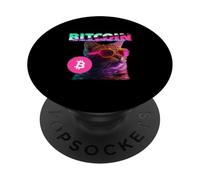 Bitcoin Cat (Funny BTC 80s Style Graphic) PopSockets Adhesive PopGrip