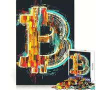 Bitcoin Colorful Jigsaw 1000 Pieces for Adults Focus Ability Time Well Spent Interlock Well Xmas Surprise (50x75cm)