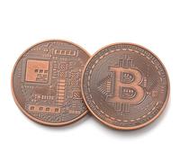 Bitcoin Copper Coins - 2 Pcs 1 oz .999 Pure Physical BTC Tokens | Commemorative Collectible Gift Set in Display Case | Unique Crypto Souvenir for Men, Women & Collectors | Perfect for Gifting