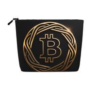 Bitcoin Faux Linen Makeup Pouch-Lightweight Travel Case