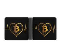 Bitcoin Heartbeat Leather Wallets for Men Slim Bifold Wallet Credit Card Holder Front Pocket Wallets