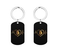 Bitcoin Heartbeat Metal Keychain Personalized Key Chain Holder Durable Key Tags Mini Pendant for Men Women