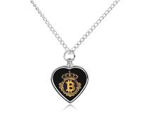 Bitcoin King Custom Cremation Jewelry Urn Necklace for Dog Pet Ashes Heart Memorial Pendant