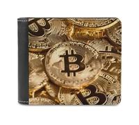 Bitcoin Leather Bifold Wallet for Men Slim Card Cases with 6 Slot Minimalist Purse Coin Clip