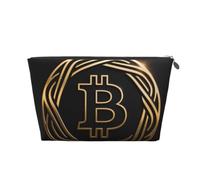 Bitcoin Leather Travel Makeup Bag-Waterproof Cosmetic Pouch