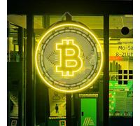 Bitcoin LED 3D Engraved Neon Sign USB Adjustable Brightness Living Room Bars Barbers Pub Wedding Party Salon Club Gatherings Gaming Room Man Cave Halloween Christmas Birthday Art Wall Decor